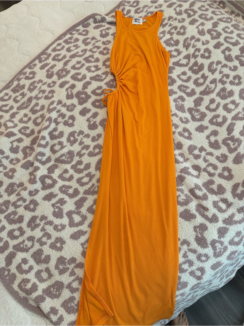 Princess Polly Orange Sleeveless Side-Ruched Midi Dress